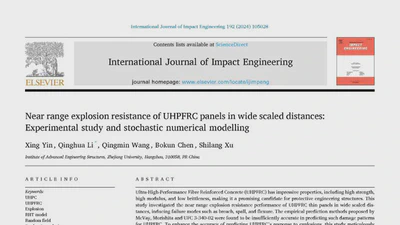 Near range explosion resistance of UHPFRC panels in wide scaled distances: Experimental study and stochastic numerical modelling featured image